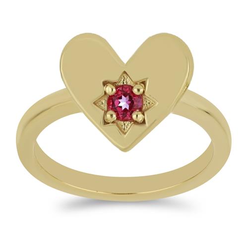 BUY NATURAL PINK TOPAZ GEMSTON RING IN GOLD PLATED FINISH